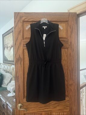 Maurices Black Sleeveless Zip-Front Drawstring Mini Dress